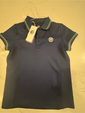 Wimbledon Logo kids Navy Polo Top